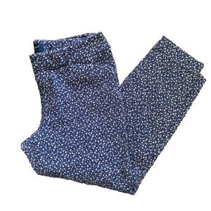 Old Navy Pixie Pants SZ 12 Blue Floral Print Mid Rise Cotton Blend Skinny Ankle